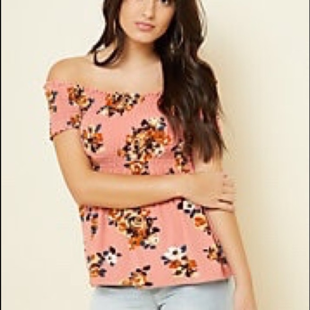 Pink Floral Print Smocked Babydoll Top